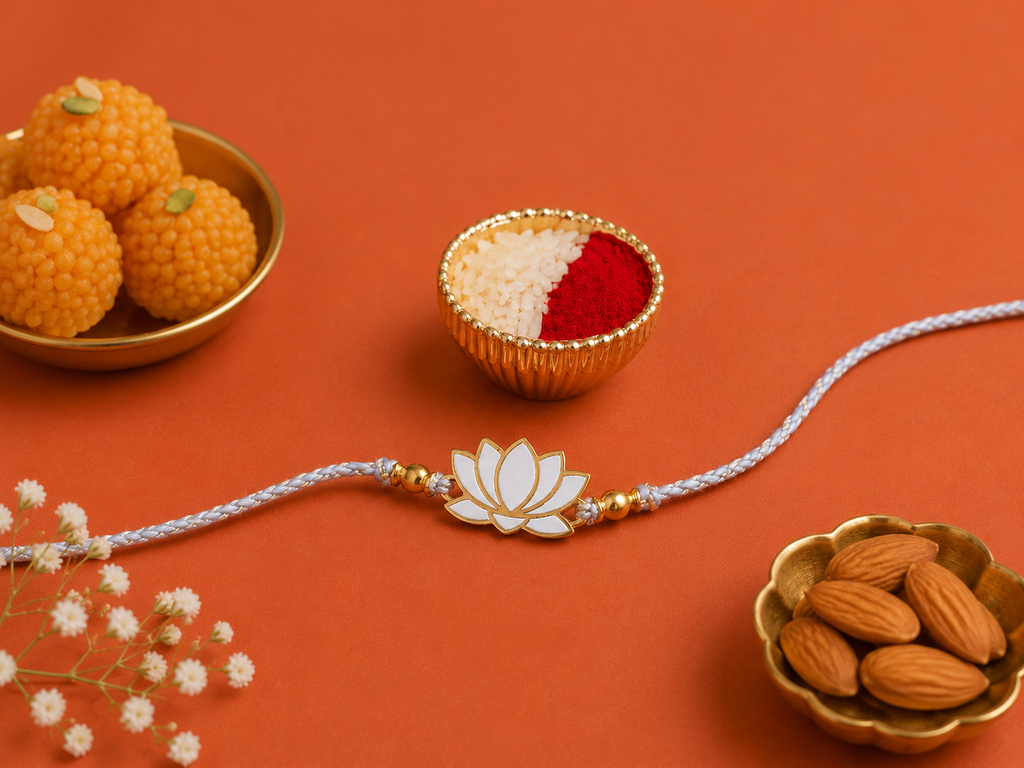 Lotus Rakhi | Gold Finish Rakhi
