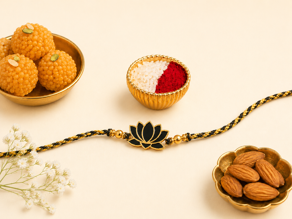 Lotus Rakhi | Gold Finish Rakhi