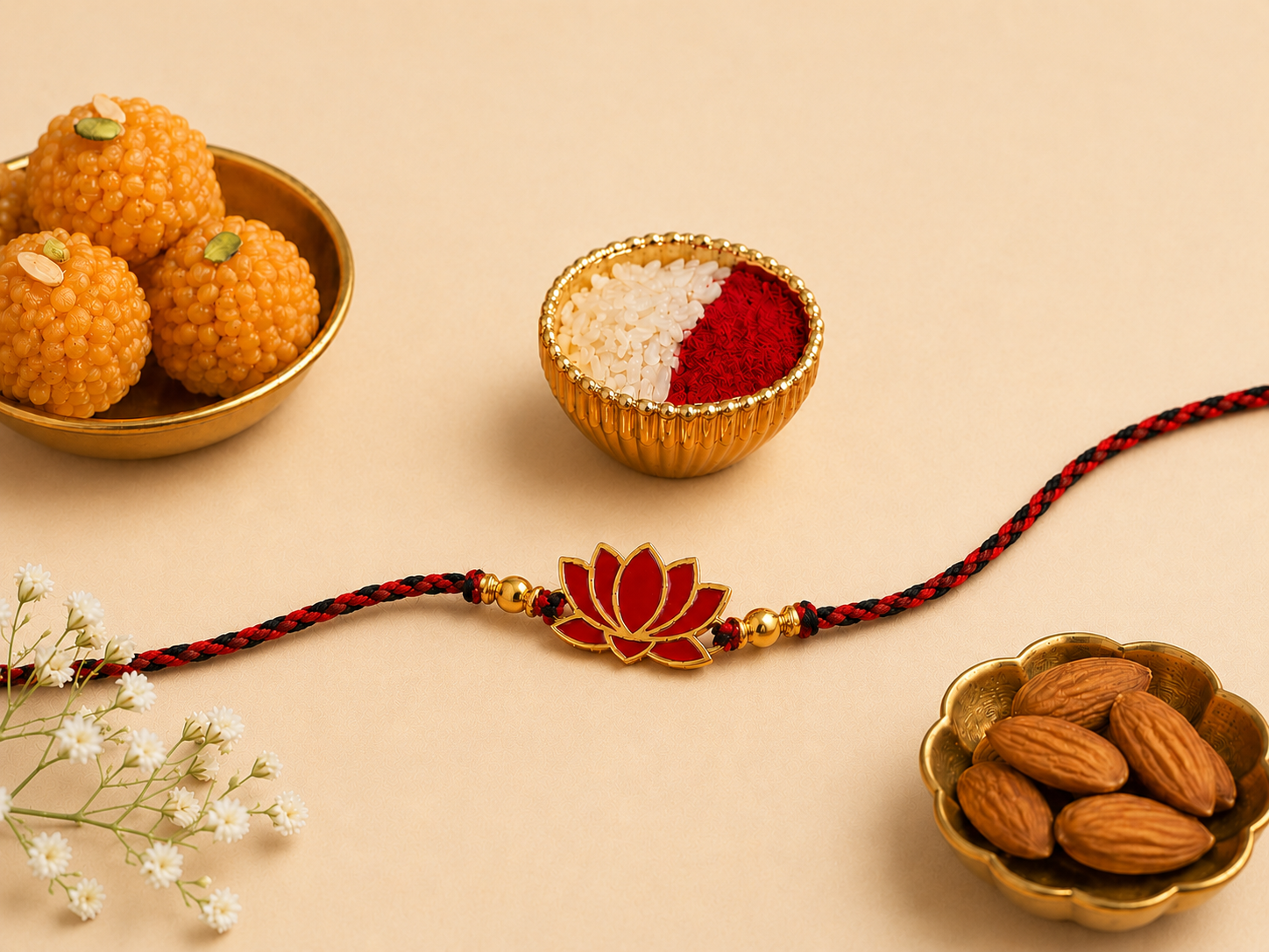 Lotus Rakhi | Gold Finish Rakhi