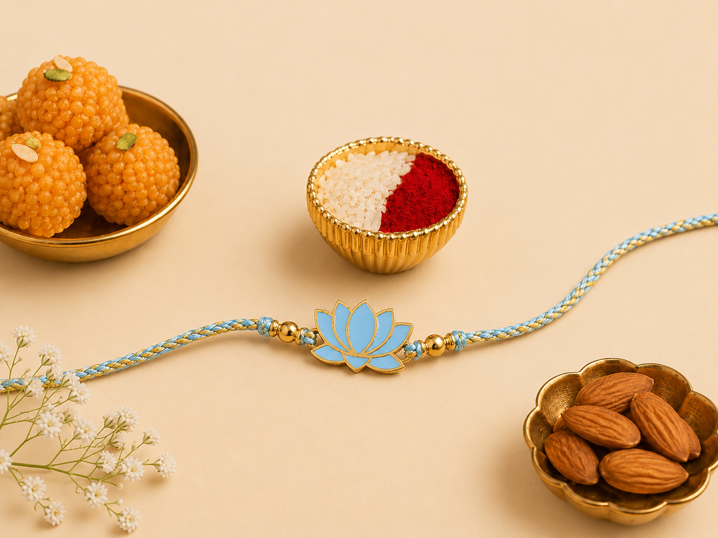 Lotus Rakhi | Gold Finish Rakhi