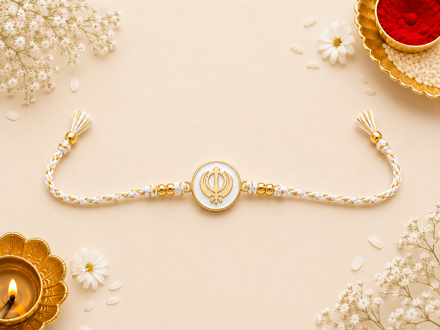 Khanda Colour Rakhi | Gold Finish Rakhi