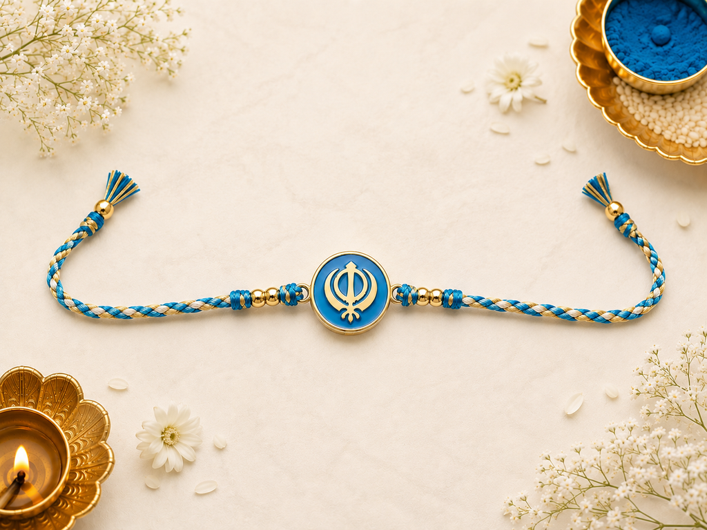 Khanda Colour Rakhi | Gold Finish Rakhi