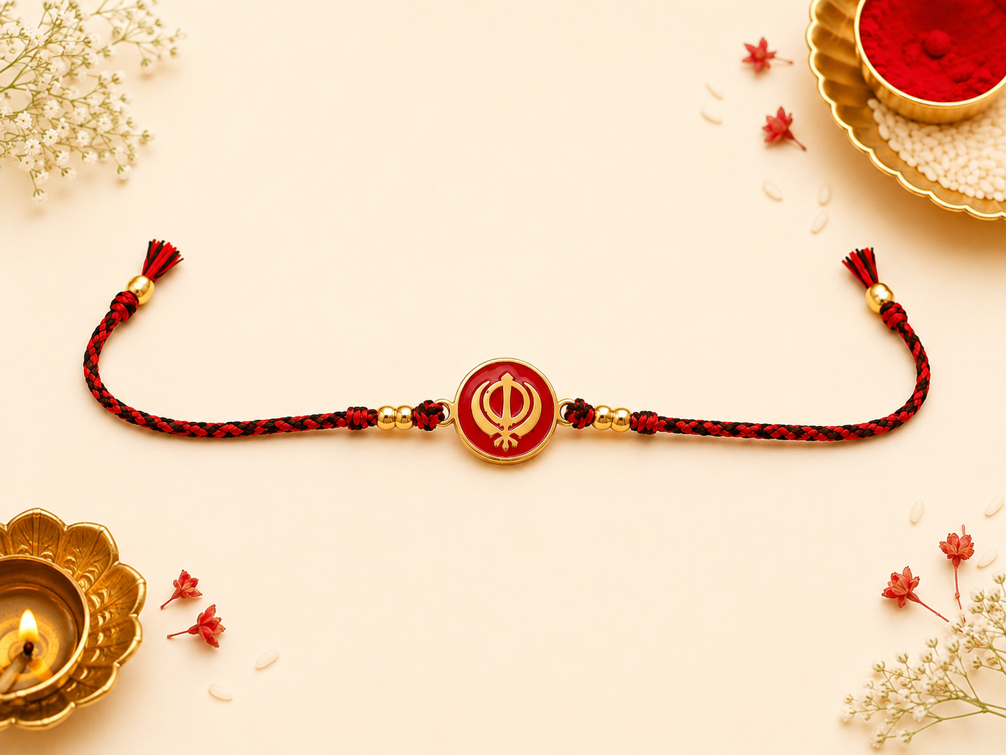Khanda Colour Rakhi | Gold Finish Rakhi