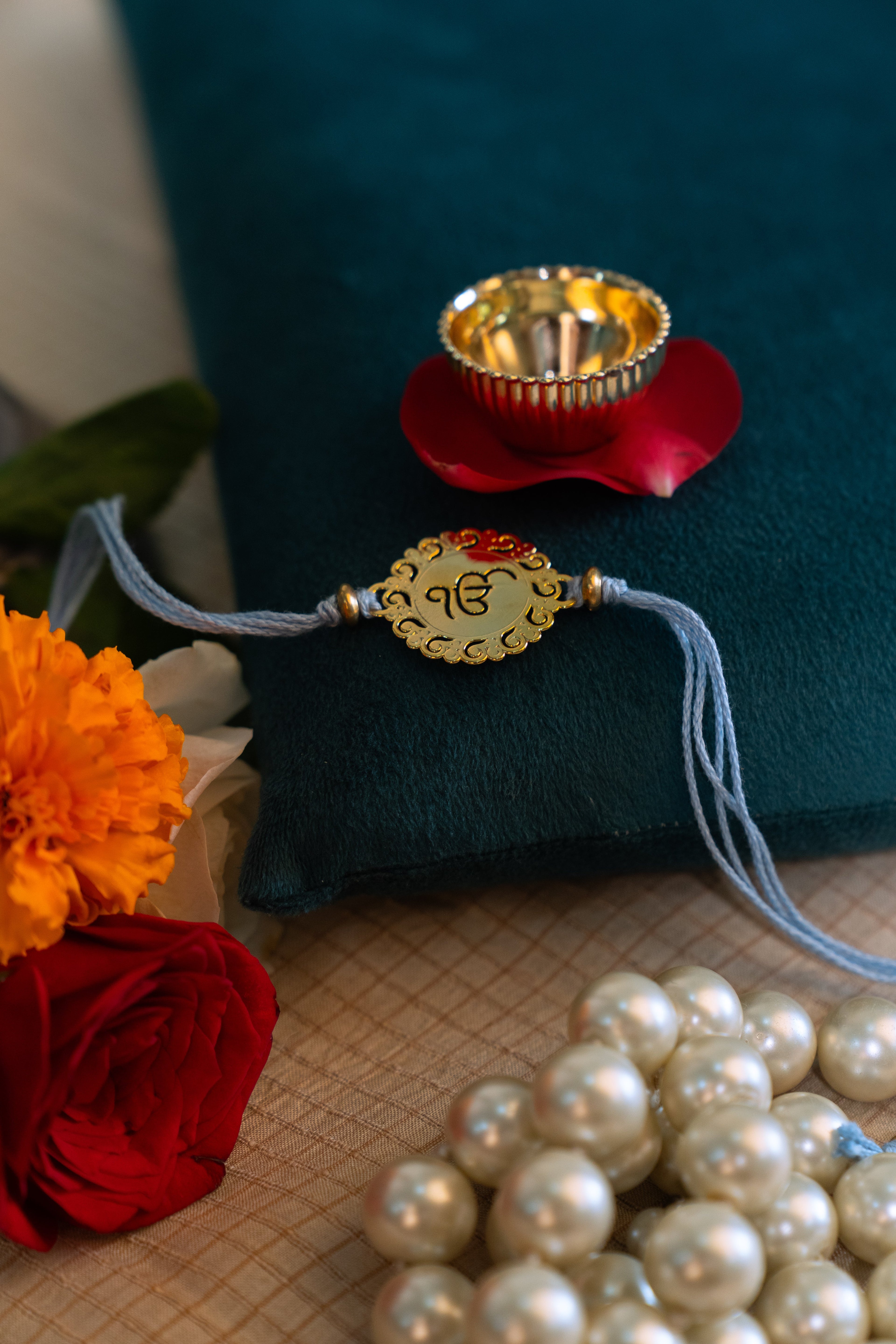 Ek Onkar Floral Rakhi | Gold Finish Rakhi