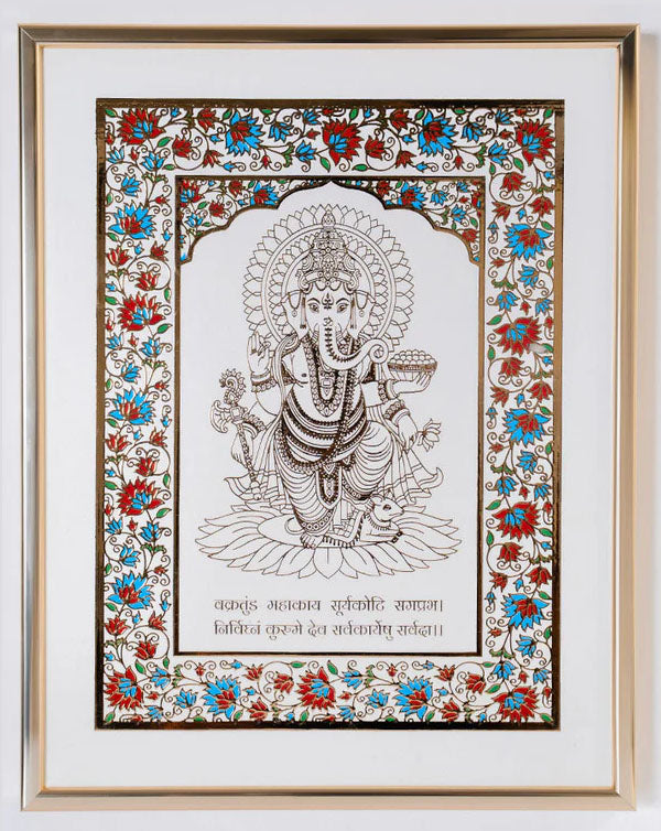 Ganesh Ji White Floral