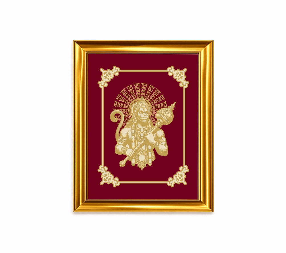 Lord Hanuman Velvet Gold Frame | 24 Karat Gold-Plated Artwork