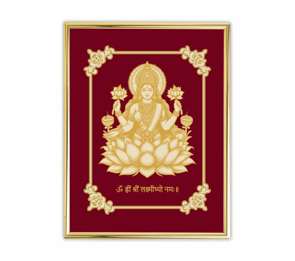Goddess Laxmi Velvet Gold Frame | 24 Karat Gold-Plated