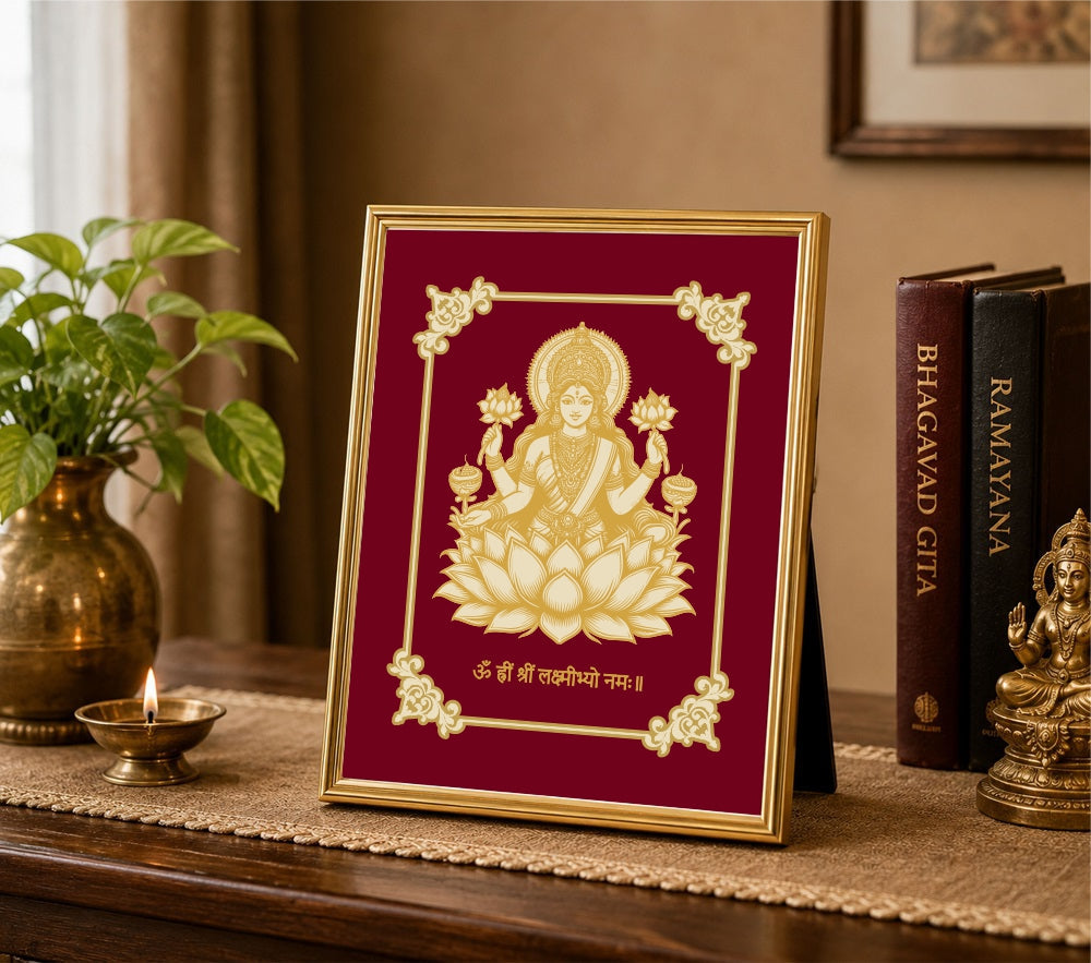 Goddess Laxmi Velvet Gold Frame | 24 Karat Gold-Plated