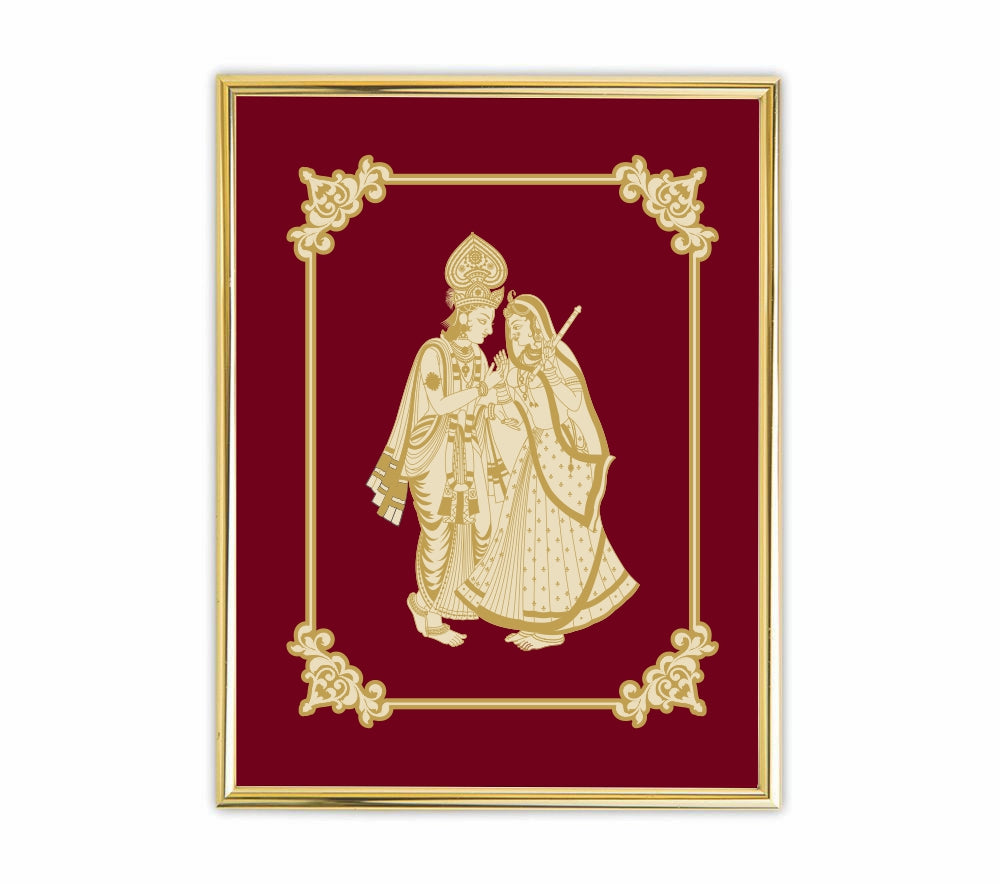 Radha Krishna Velvet Gold Frame | 24 Karat Gold-Plated Artwork