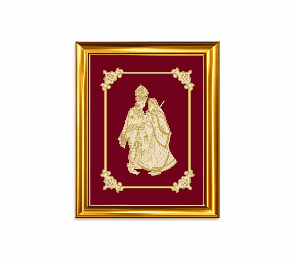 Radha Krishna Velvet Gold Frame | 24 Karat Gold-Plated Artwork