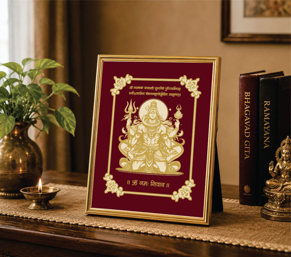 Lord Shiva Velvet Gold Frame | 24 Karat Gold-Plated Artwork