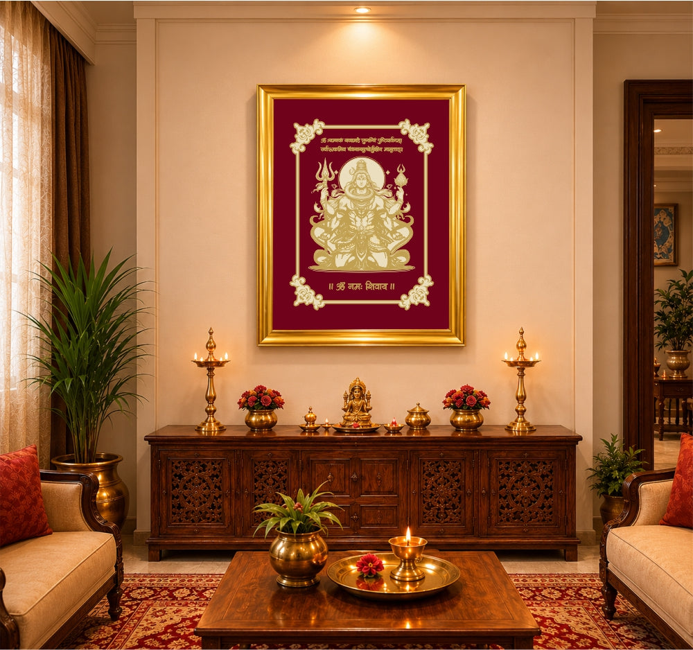 Lord Shiva Velvet Gold Frame | 24 Karat Gold-Plated Artwork