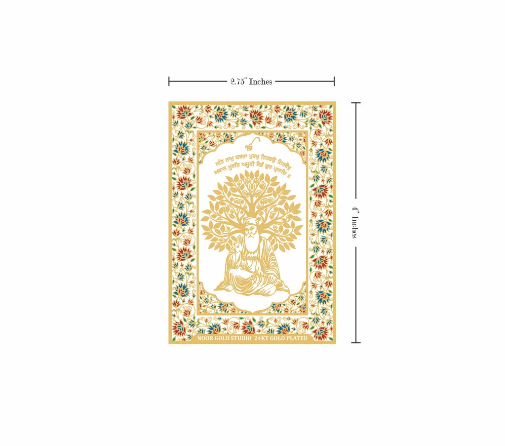 Guru Nanak Dev Ji Tree of Life | 24kt Gold Plated Fridge Magnet White
